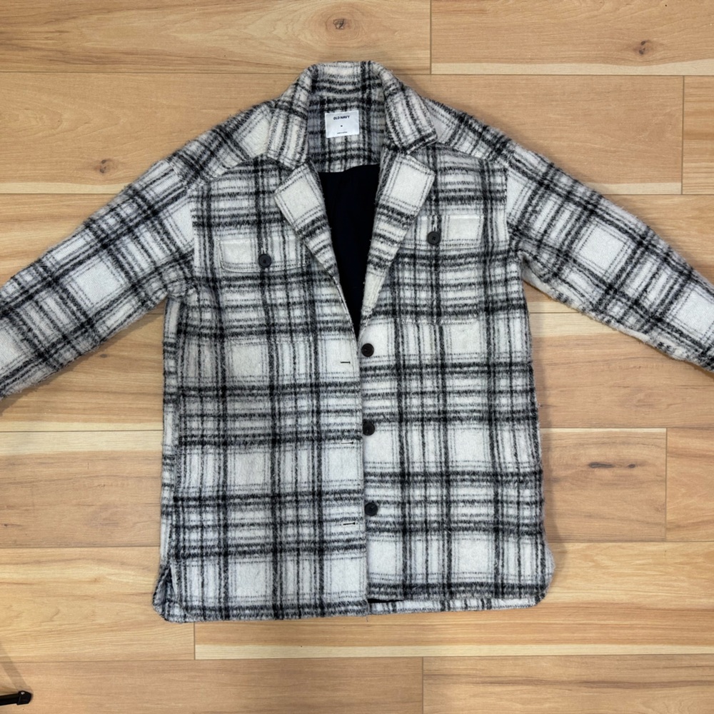 Old Navy Black and White Plaid Coat
